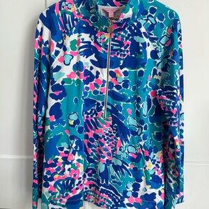 Lilly Pulitzer Skipper Long Sleeve Popover Multi Hit The Spot Size XL UPF 50+